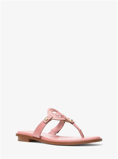 michael michael kors aubrey cutout leather t-strap sandal|Michael Michael Kors Women's Aubrey Cutout Thong Tumbled .